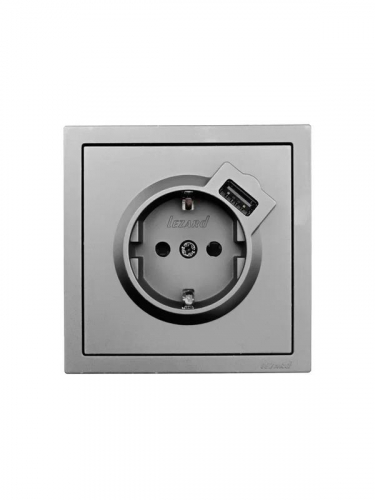 Розетка 1-мест. с/з+USB разъем СП ZIMA IP20 сер. матов. LEZARD 704-7488-181 фото 3