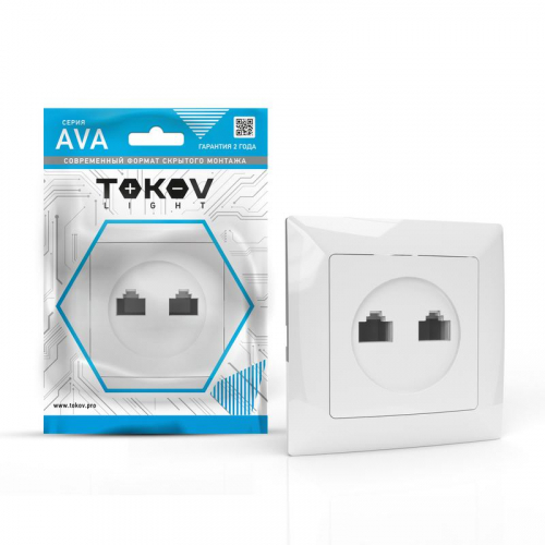 Розетка компьютерная 2-м СП AVA в сборе бел. TOKOV ELECTRIC TKL-AV-RC2-C01