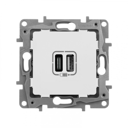 Устройство зарядное Etika с 2-мя USB разъемами A и C 240В/5В 3000мА бел. IEK 672236 фото 5