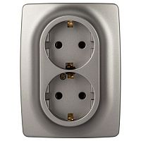 Розетка 2-м СП Эра12 12-2106-16 16А 250В 2X2P+E Schuko титан Эра Б0065706