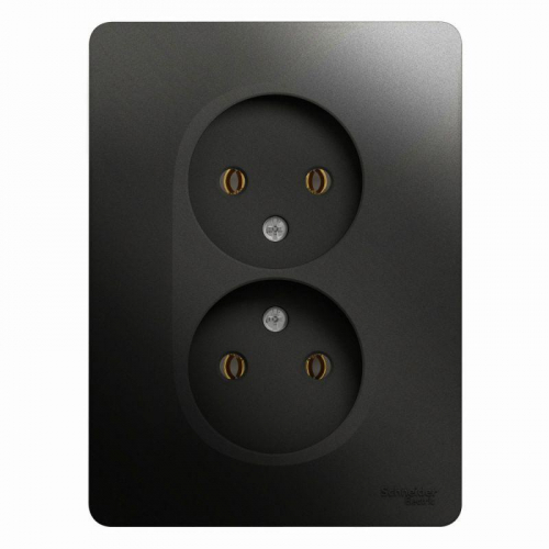 Розетка 2-м СП Glossa 16А IP20 без заземл. в сборе антрацит SE GSL000720 Розетка 2-м СП Glossa 16А IP20 без заземл. в сборе антрацит SE GSL000720