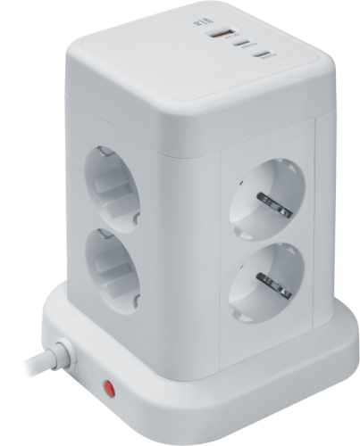 Фильтр сетевой (башенка) 8х1.8м с заземл. 16А IP20 95 684 NSP-USB-08-180-ESC-3x1-PD20W + USB type-A + 2хUSB type-C с выкл. бел. NAVIGATOR 95684 фото 2