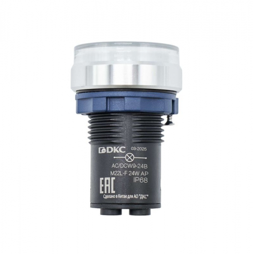 Индикатор сигнальный со встроен. диодом 9-24В зажим Plug-In алюм. бел. DKC M22L-F24WAP фото 2
