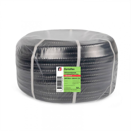 Металлорукав МРПИнг (INOX) 32 d35 с протяжкой черн. (уп.25м) Fortisflex 104463 фото 3