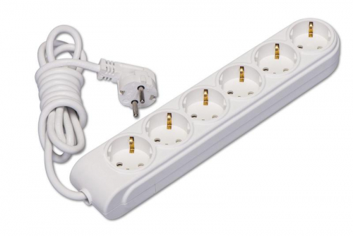 Удлинитель 6х10м с заземл. 16А IP20 ПВС 3х1.5 защ. шторки Makel N6210084