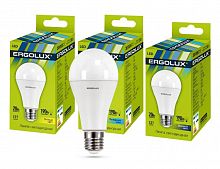 Лампа светодиодная LED-A65-20W-E27-3K 20Вт грушевидная 3000К тепл. бел. E27 180-240В ЛОН Ergolux 13182