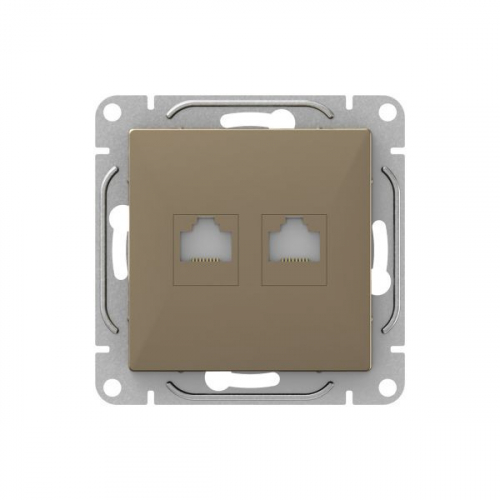 Розетка компьютерная 2-м СП Эпика RJ45 кат.5 механизм шампань EKF UP1-SOC-2RJ45-5