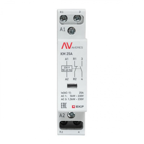 Контактор модульный КМ 25А 1NC+1NO 230VAC (1 мод.) AVERES EKF km-av-1-25-11-230V фото 3 Контактор модульный КМ 25А 1NC+1NO 230VAC (1 мод.) AVERES EKF km-av-1-25-11-230V фото 3