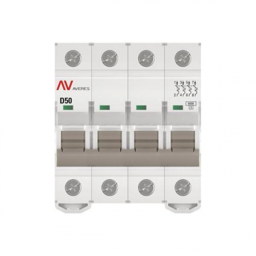 Выключатель автоматический модульный 4п D 50А 6кА AV-6 AVERES EKF mcb6-4-50D-av фото 3 Выключатель автоматический модульный 4п D 50А 6кА AV-6 AVERES EKF mcb6-4-50D-av фото 3