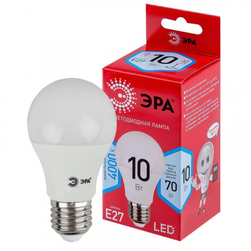 Лампа светодиодная RED LINE LED A60-10W-840-E27 R 10Вт A60 груша 4000К нейтр. бел. E27 Эра Б0049635 Лампа светодиодная RED LINE LED A60-10W-840-E27 R 10Вт A60 груша 4000К нейтр. бел. E27 Эра Б0049635