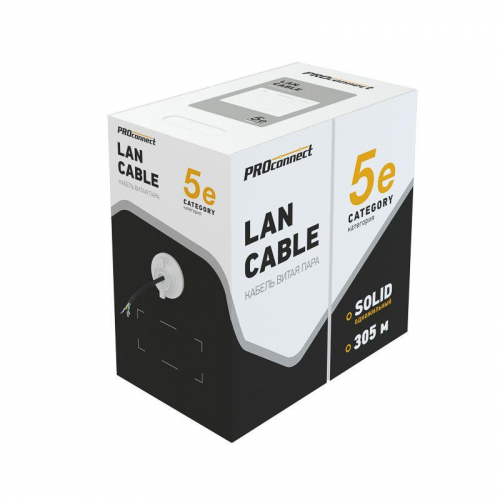 Кабель витая пара U/UTP кат.5E 4х2х24AWG медь OUTDOOR черн. (305м) PROCONNECT 01-0054 фото 2 Кабель витая пара U/UTP кат.5E 4х2х24AWG медь OUTDOOR черн. (305м) PROCONNECT 01-0054 фото 2