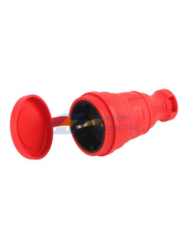 Разъем каучуковый R8-RED-IP44 с/з прямой 16А IP44 красн. Эра Б0044548