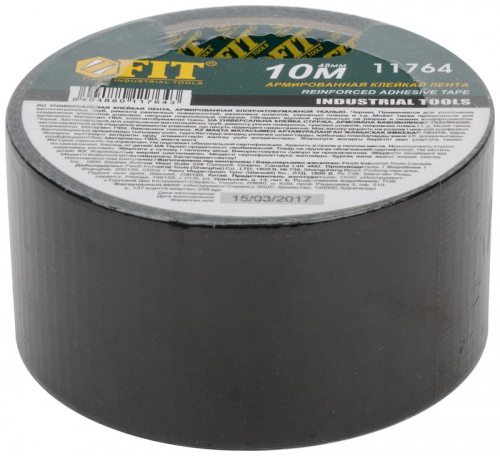 Лента клейкая универсальная армированная "Ductape" 48ммх10м черн. FIT 11764 фото 3 Лента клейкая универсальная армированная "Ductape" 48ммх10м черн. FIT 11764 фото 3