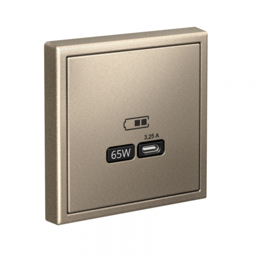 Розетка USB ArtGallery тип C 65Вт QC PD высокоскор. ЗУ механизм шампань SE GAL000527 фото 10
