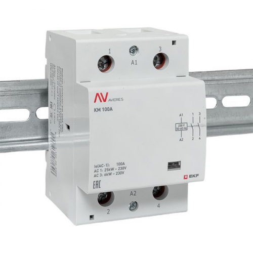 Контактор модульный КМ 100А 2NО 230В AC (3 мод.) AVERES EKF km-av-3-100-20-230V фото 2