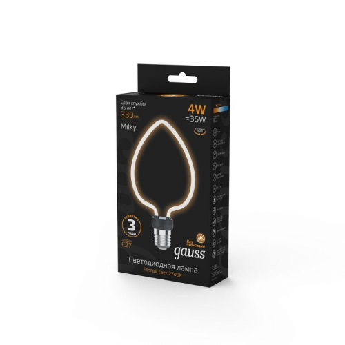 Лампа светодиодная филаментная Filament Artline 4Вт Heart матов. 2700К тепл. бел. Е27 330лм milky GAUSS 1003802104 фото 5