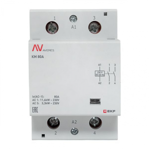 Контактор модульный КМ 80А 2NО 230В AC (3 мод.) AVERES EKF km-av-3-80-20-230V фото 3