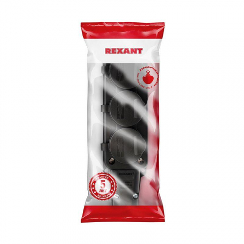 Розетка штепсельная трехместная влагозащ. с/з 16А IP54 каучук Rexant 111-113 фото 10