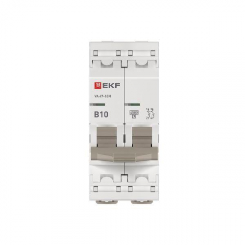 Выключатель автоматический 2п B 10А 4.5кА ВА 47-63N PROxima EKF M634210B фото 4