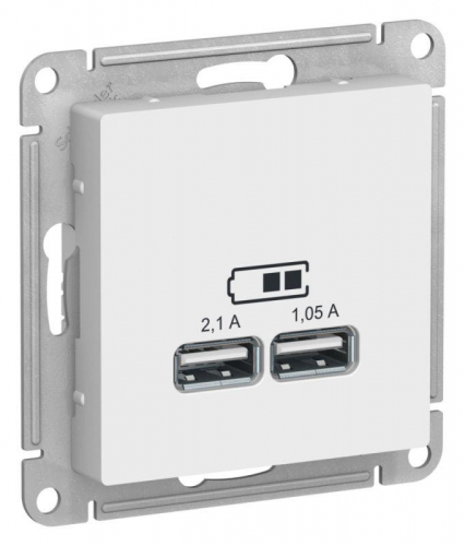 Розетка USB AtlasDesign тип A+A 5В/2.1А 2х5В/1.05А механизм лотос SE ATN001333 Розетка USB AtlasDesign тип A+A 5В/2.1А 2х5В/1.05А механизм лотос SE ATN001333