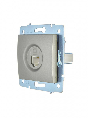 Розетка компьютерная 1-м СП ASTI IP20 RJ45 механизм Cat 6e платина. LEZARD 7081-3588-140 фото 3