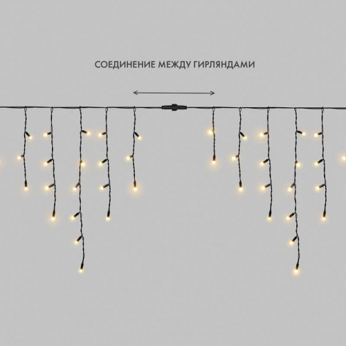 Гирлянда светодиодная "Айсикл" (бахрома) 4.8х0.6м 176LED тепл. бел. 15Вт 230В IP65 провод черн. (нужен шнур питания 303-500) Neon-Night 255-156 фото 9 Гирлянда светодиодная "Айсикл" (бахрома) 4.8х0.6м 176LED тепл. бел. 15Вт 230В IP65 провод черн. (нужен шнур питания 303-500) Neon-Night 255-156 фото 9