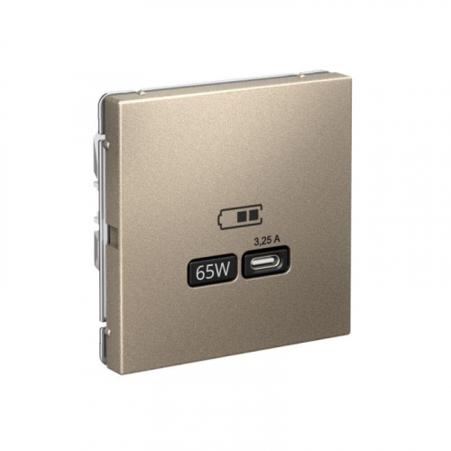 Розетка USB ArtGallery тип C 65Вт QC PD высокоскор. ЗУ механизм шампань SE GAL000527 фото 3