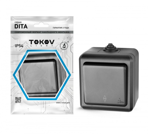 Переключатель 1-кл. ОП Dita IP54 10А 250В карбон TOKOV ELECTRIC TKL-DT-P1-C14-IP54 Переключатель 1-кл. ОП Dita IP54 10А 250В карбон TOKOV ELECTRIC TKL-DT-P1-C14-IP54