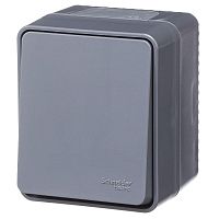 Выключатель кнопочный 1-кл. ОП AtlasDesign PROFI IP54 10АХ антрацит SE ATN544015