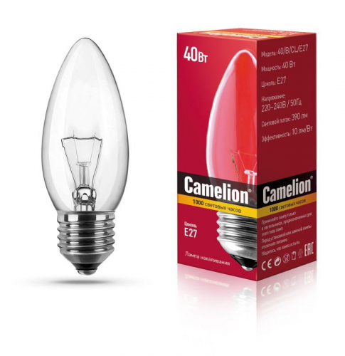 Лампа накаливания MIC B CL 40Вт E27 Camelion 8975 Лампа накаливания MIC B CL 40Вт E27 Camelion 8975