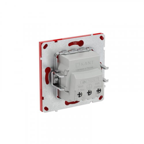 Розетка силовая KANT 2P+E защ. шторки красн. сатин DKC 7001003 фото 5