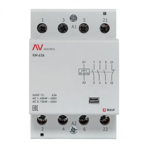 Контактор модульный КМ 63А 3NO+1NC 230В AC (3 мод.) AVERES EKF km-av-3-63-31-230V фото 3
