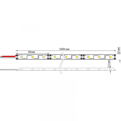Лента светодиодная 12В SMD2835 4.8Вт/м 60LED/м син. 8мм IP20 (уп.5м) LAMPER 141-333 фото 4