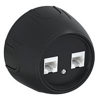 Розетка компьютерная 2-м RJ45 кат.5E Rotondo черн. OneKeyElectro 7700895
