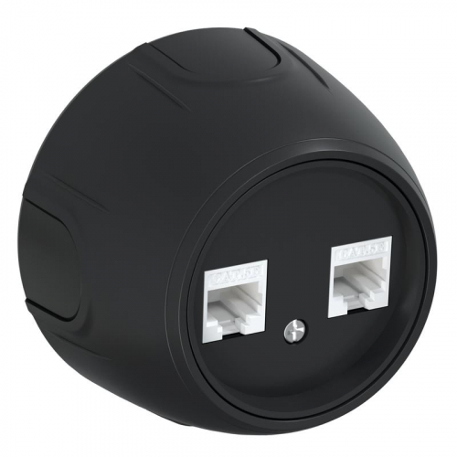 Розетка компьютерная 2-м RJ45 кат.5E Rotondo черн. OneKeyElectro 7700895 Розетка компьютерная 2-м RJ45 кат.5E Rotondo черн. OneKeyElectro 7700895