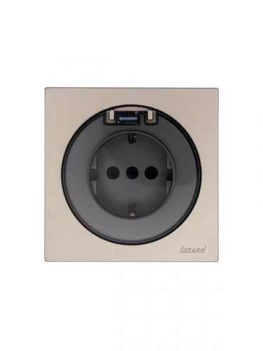 Розетка 1-м СП OSEN IP44 с заземл. с крышкой ПБТ механизм титан LEZARD 743-3788-123BIPCH фото 3
