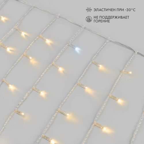 Гирлянда светодиодная "Айсикл" (бахрома) 4.8х0.6м 176LED тепл. бел. 230В IP65 эффект мерцания провод ПВХ прозр. нужен шнур 303-500-1 Neon-Night 255-186 фото 2