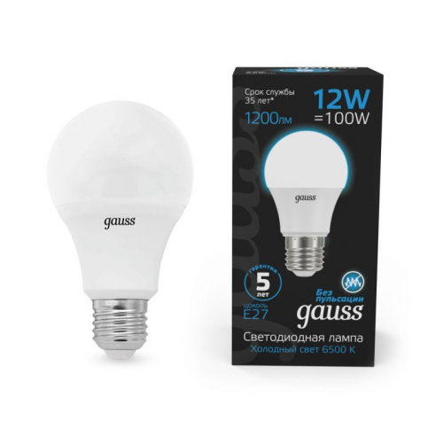 Лампа светодиодная Black 12Вт A60 грушевидная 6500К холод. бел. E27 1200лм GAUSS 102502312 Лампа светодиодная Black 12Вт A60 грушевидная 6500К холод. бел. E27 1200лм GAUSS 102502312