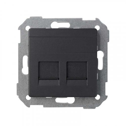 Адаптер на 2 RJ45 коннектора Simon82 графит 82006-38 Адаптер на 2 RJ45 коннектора Simon82 графит 82006-38