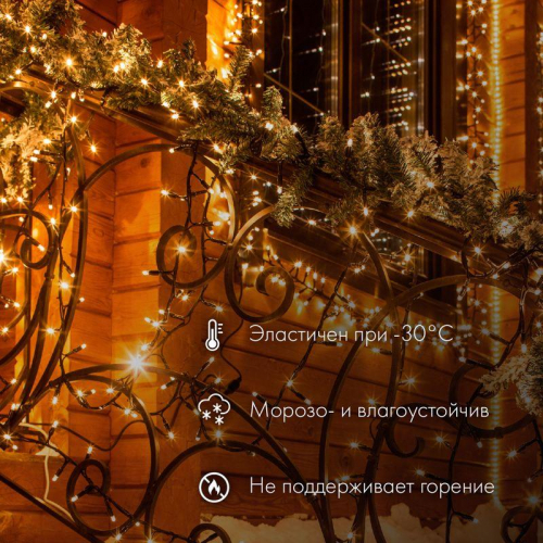 Гирлянда светодиодная "Нить" 10м 100LED красн. 12Вт 24В IP65 эффект мерцания провод ПВХ прозр. Neon-Night 305-252 фото 2