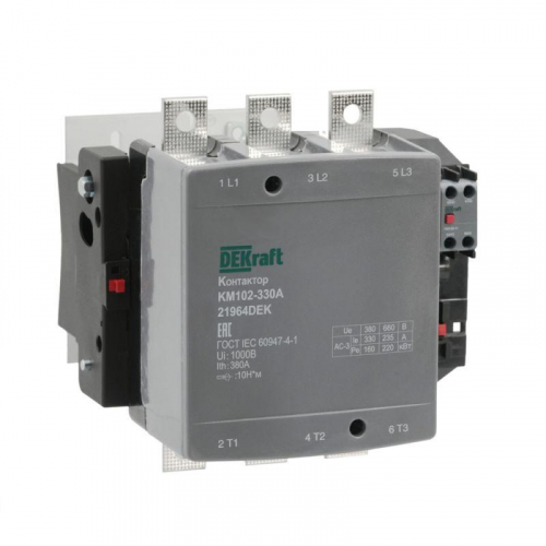 Контактор 330А 220В АС АС3 АС4 1НО+1НЗ КМ-102 DEKraft 21964DEK Контактор 330А 220В АС АС3 АС4 1НО+1НЗ КМ-102 DEKraft 21964DEK