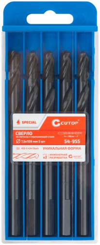Сверло по металлу СПЕЦИАЛ/Special HSS-G 7.5х109/62мм (уп.5шт) Cutop 54-955 фото 3