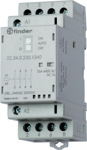 Контактор модульный 4NO 25А AgNi 48В AC/DC 35мм IP20 опции: мех.индикатор + LED FINDER 223400481320 Контактор модульный 4NO 25А AgNi 48В AC/DC 35мм IP20 опции: мех.индикатор + LED FINDER 223400481320