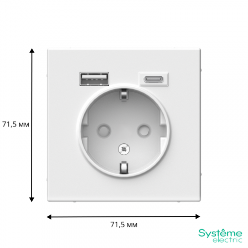 Розетка ArtGallery 16А с 2-мя заряд. устройствами USB A+C 5В/2.4А/3А 2х5В/1.5А механизм лотос SE GAL001332 фото 2