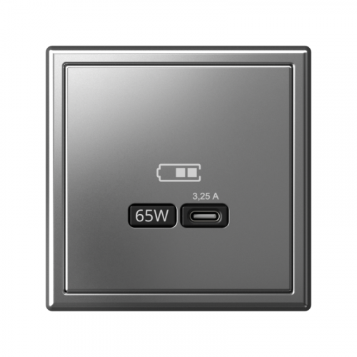 Розетка USB ArtGallery тип C 65Вт QC PD высокоскор. ЗУ механизм сталь SE GAL000927 фото 3