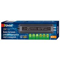 Блок питания UET-VAF-200A67 12В IP67 2 выхода ультратонкий 200Вт метал. корпус Uniel UL-00007579