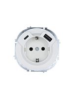 Розетка 1-м СП OSEN с заземл. TC + USB разъем бел. LEZARD 743-0288-181TC
