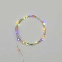Гирлянда светодиодная "Роса" с крупными каплями 2м 20LED мультиколор 0.1Вт IP20 тонкий батарейный блок элементы питания 2хCR2032 (в компл.) Neon-Night 302-009