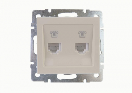 Розетка телефонная 2-м Rain RJ11 евро стандарт механизм крем. LEZARD 703-0388-138 Розетка телефонная 2-м Rain RJ11 евро стандарт механизм крем. LEZARD 703-0388-138