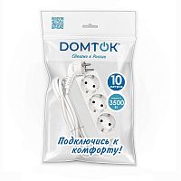 Удлинитель 3х10м с заземл. 16А IP20 3.5кВт ПВС 3х1 бел. DOMTOK 2390